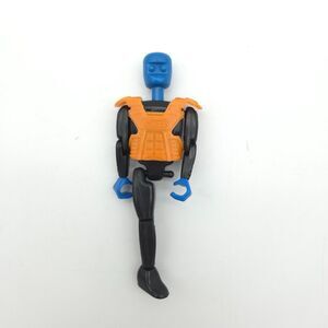 Vintage K'Nex Action Figure Blue Head Orange Armor K'Nexman Parts Missing Leg